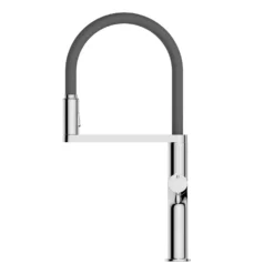Clearwater Galex Motion WRAS Approved Touchless Single Lever Mono Pull Out Kitchen Mixer - Brushed Nickel -Vado Shop clearwater galex motion pull out kitchen tap chrome side view