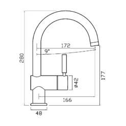 Clearwater Hotshot 2 Instant Filtered Kettle Hot Water Tap & Cold Filtered Water With Boiler Unit And Filter Cartridge - Polished Chrome -Vado Shop clearwater hotshot 2 kettle filter tap tech drawing