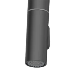 Clearwater Kira Twin Lever Mono Pull Out Kitchen Mixer - Brushed Brass -Vado Shop clearwater kira mono matt black pull out kitchen mixer closeup 1