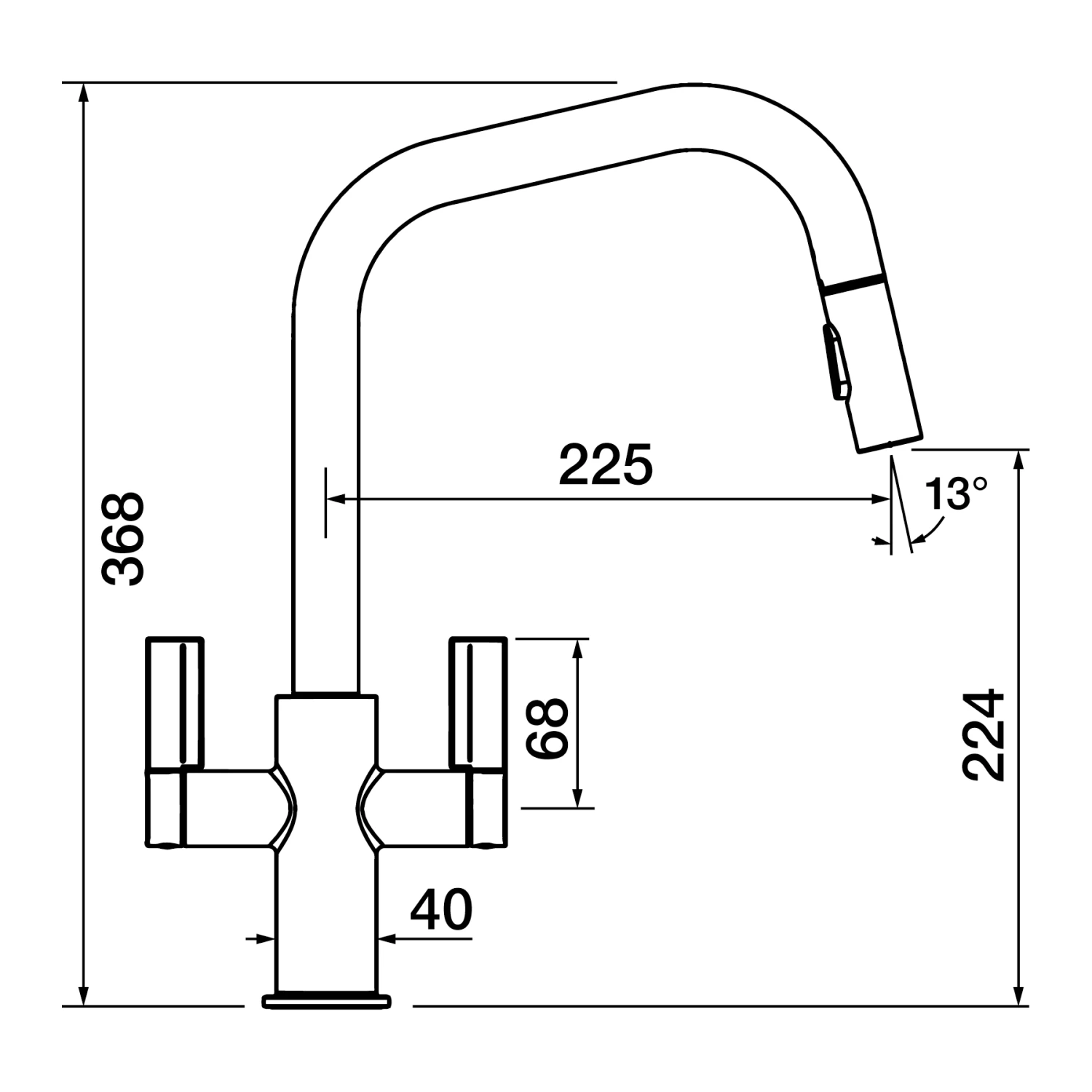 Clearwater Kira Twin Lever U Spout Mono Pull Out Kitchen Mixer - Brushed Nickel 7 Clearwater Kira Twin Lever U Spout Mono Pull Out Kitchen Mixer - Brushed Nickel - Image 7