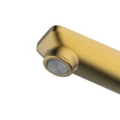 Clearwater Levant Single Lever Mono Pull Out Kitchen Mixer Tap - Brushed Brass -Vado Shop clearwater levant brushed brass mono pull out kitchen mixer closeup 1