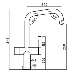 Clearwater Magus 4-in-1 Instant Boiling & Filtered Cold Water Kitchen Mixer Tap - Brushed Brass 21 Clearwater Magus 4-in-1 Instant Boiling & Filtered Cold Water Kitchen Mixer Tap - Brushed Brass -Vado Shop clearwater magus 4 in 1 touch control hot water tap tech drawing