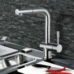 Clearwater Mercury Pull Out Single Lever Monobloc Kitchen Mixer - Stainless Steel