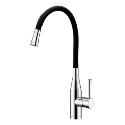 Clearwater Morpho Mono Kitchen Mixer With 'Flex & Stay' Spout - Polished Chrome & White Hose