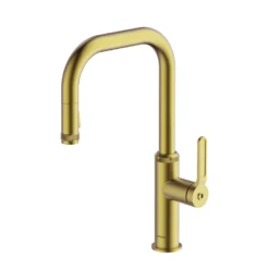 Clearwater Pioneer WRAS Approved Single Lever Industrial-Style Mono Pull Out Kitchen Mixer Tap - Brushed Nickel -Vado Shop clearwater pioneer pull out kitchen tap brushed brass cutout