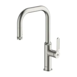 Clearwater Pioneer WRAS Approved Single Lever Industrial-Style Mono Pull Out Kitchen Mixer Tap - Brushed Nickel -Vado Shop clearwater pioneer pull out kitchen tap brushed nickel cutout