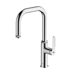 Clearwater Pioneer WRAS Approved Single Lever Industrial-Style Mono Pull Out Kitchen Mixer Tap - Brushed Nickel -Vado Shop clearwater pioneer pull out kitchen tap chrome cutout