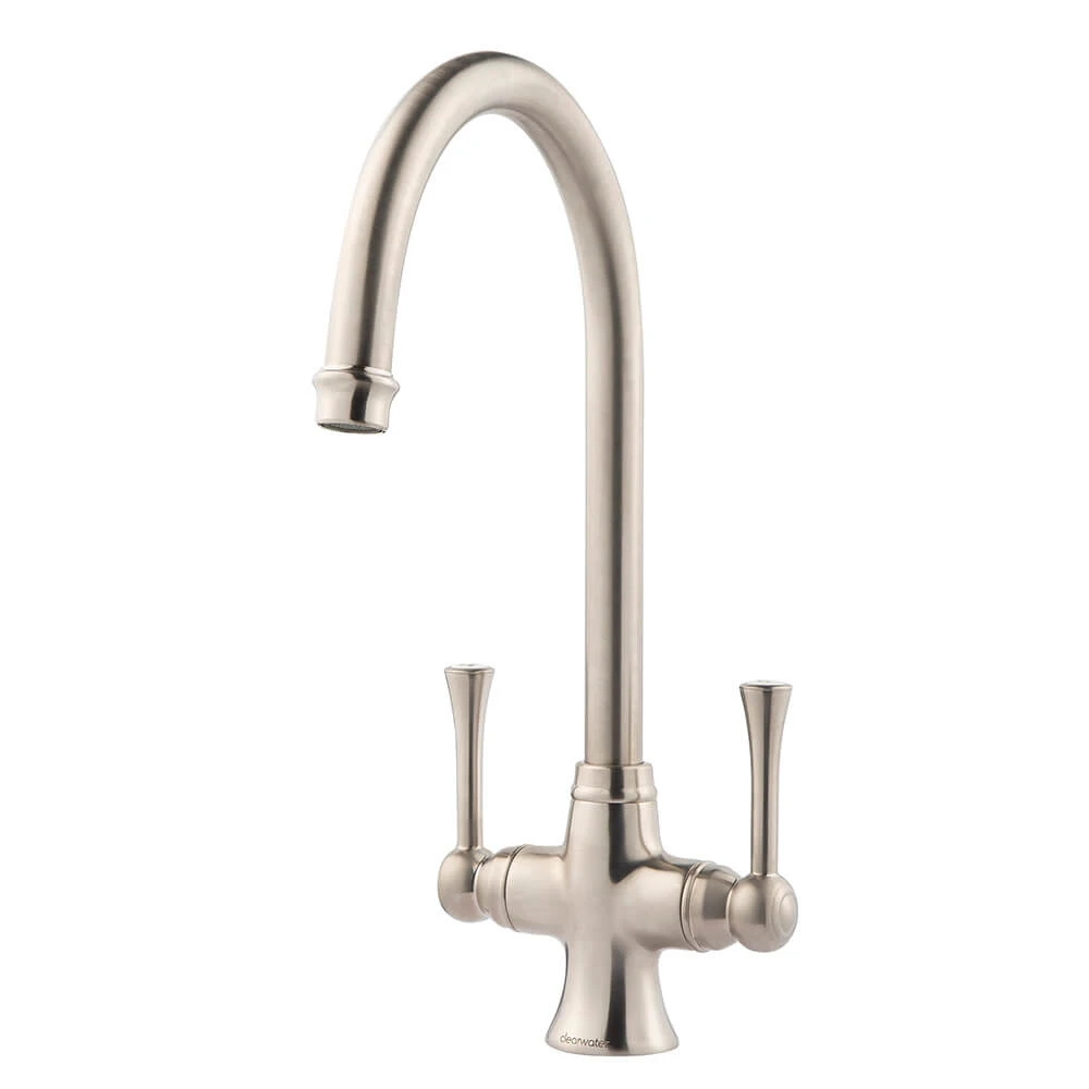 Clearwater Regent Twin Lever Mono Sink Mixer With Swivel Spout - Brushed Nickel 4 Clearwater Regent Twin Lever Mono Sink Mixer With Swivel Spout - Brushed Nickel - Image 4