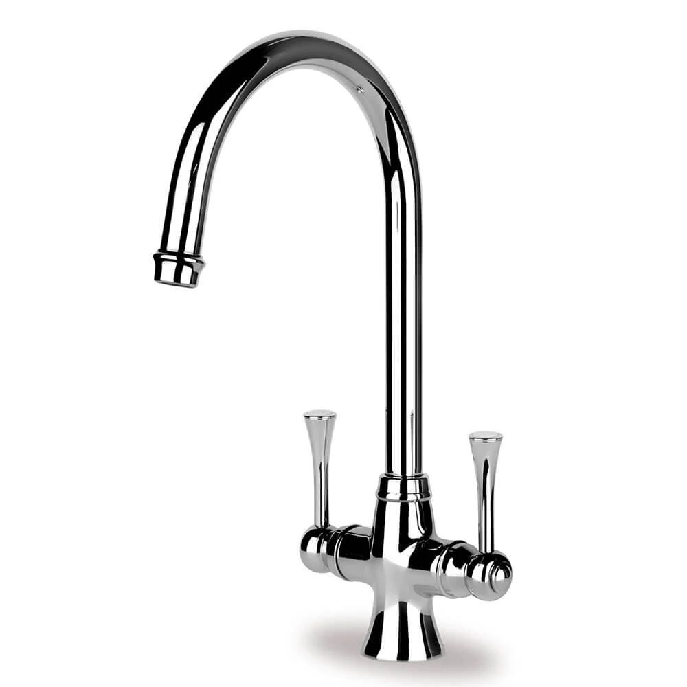 Clearwater Regent Twin Lever Mono Sink Mixer With Swivel Spout - Brushed Nickel 3 Clearwater Regent Twin Lever Mono Sink Mixer With Swivel Spout - Brushed Nickel - Image 3