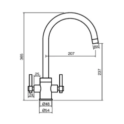 Clearwater Rococo WRAS Approved Twin Lever Mono Kitchen Mixer - Matt Black -Vado Shop clearwater rococco kitchen mixer tap tech spec