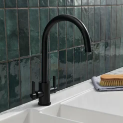 Clearwater Rococo WRAS Approved Twin Lever Mono Kitchen Mixer - Matt Black