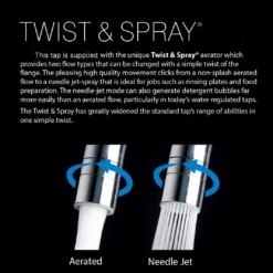 Clearwater Elegance Twin Lever Mono Sink Mixer With Swivel Spout - Brushed Bronze -Vado Shop clearwater twist and spray information