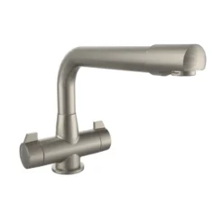 Clearwater Ultra Twin Lever Mono Sink Mixer With Swivel Spout - Brushed Nickel