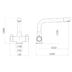 Clearwater Ultra Twin Lever Mono Sink Mixer With Swivel Spout - Brushed Nickel -Vado Shop clearwater ultra twin lever mono tap swivel spout tech