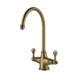 Clearwater Coriolis Traditional Twin Lever Mono Kitchen Mixer - Brushed Bronze