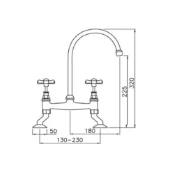 Clearwater Cottage Twin Crosshead Bridge Sink Mixer With Swivel Spout - Chrome 9 Clearwater Cottage Twin Crosshead Bridge Sink Mixer With Swivel Spout - Chrome -Vado Shop cotbc tech