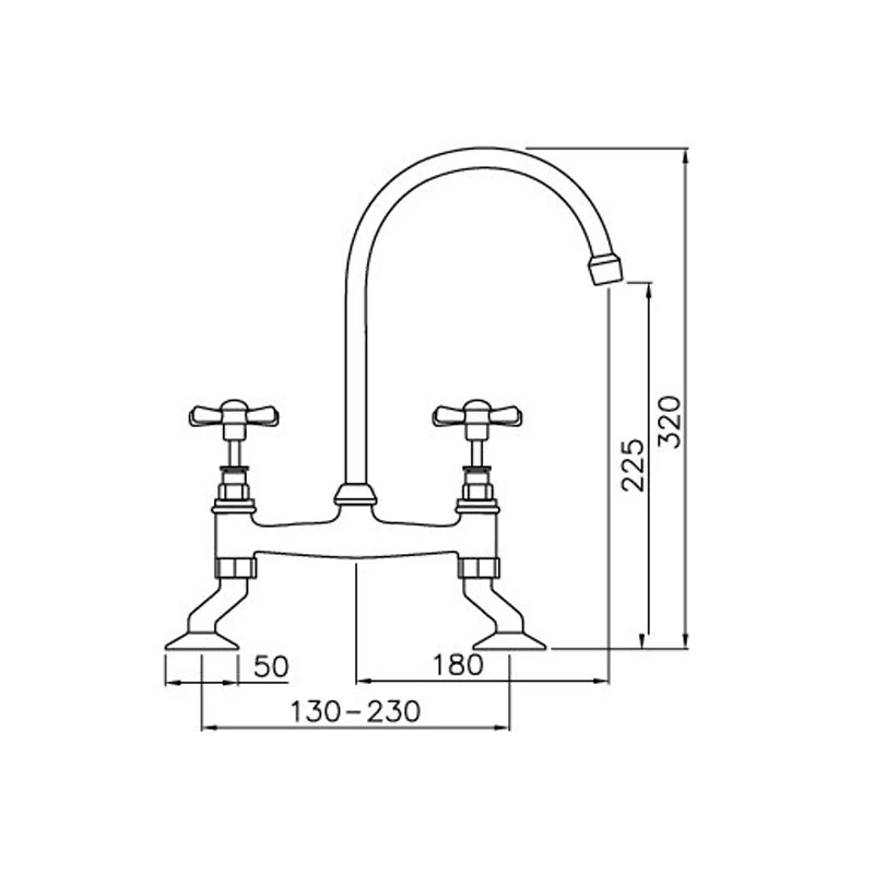 Clearwater Cottage Twin Crosshead Bridge Sink Mixer With Swivel Spout - Chrome 5 Clearwater Cottage Twin Crosshead Bridge Sink Mixer With Swivel Spout - Chrome - Image 5