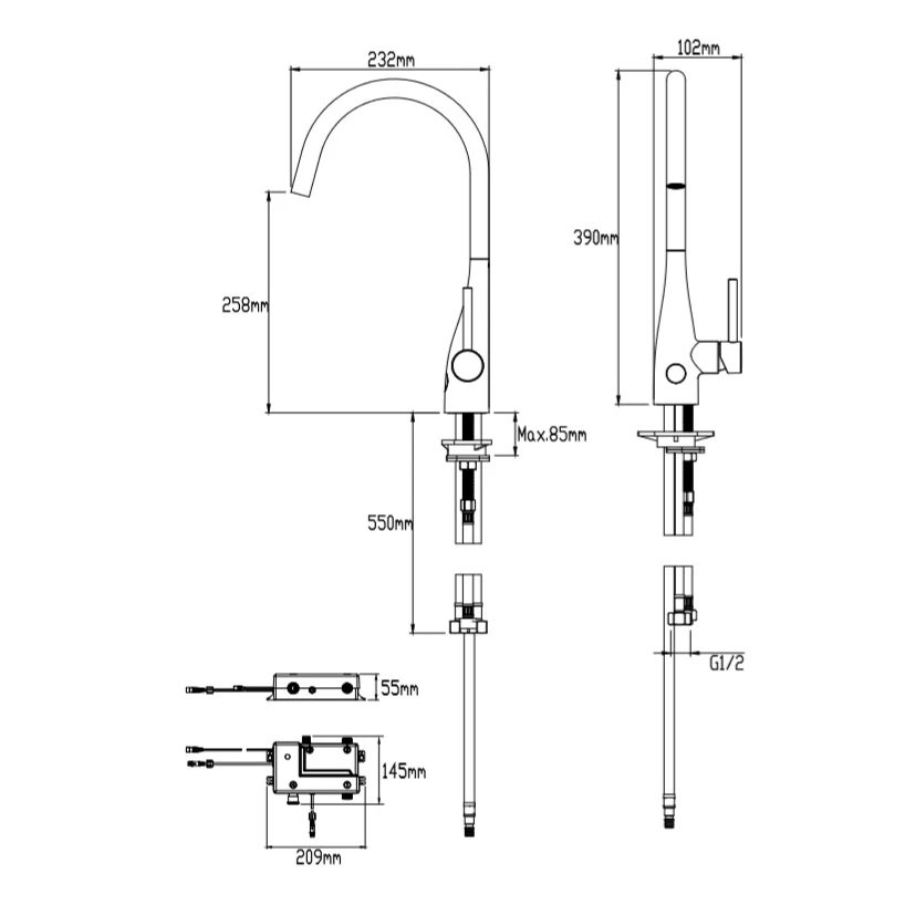 Crosswater Cucina Cook Side Lever Mono Kitchen Sensor Tap - Chrome 3 Crosswater Cucina Cook Side Lever Mono Kitchen Sensor Tap - Chrome - Image 3