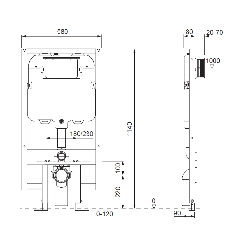 WRAS Approved Crosswater Ultra Slim 1.18m Wall Hung Cistern Frame 3 WRAS Approved Crosswater Ultra Slim 1.18m Wall Hung Cistern Frame - Image 3