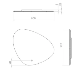 Crosswater Artist Forme LED Illuminated Back Lit Mirror With Colour Change LEDs - 640 X 488mm 5 Crosswater Artist Forme LED Illuminated Back Lit Mirror With Colour Change LEDs - 640 X 488mm -Vado Shop crosswater artist forme back lit mirror tech drawing