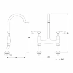 Crosswater Cucina Belgravia Lever Dual Handle Kitchen Mixer -Vado Shop crosswater bl710dc lv tech