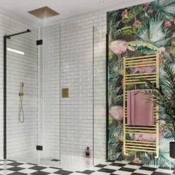 Crosswater MPRO Brushed Brass Heated Towel Rail - 1380 X 480mm 18 Crosswater MPRO Brushed Brass Heated Towel Rail - 1380 X 480mm -Vado Shop crosswater brushed brass dispaly lifestyle