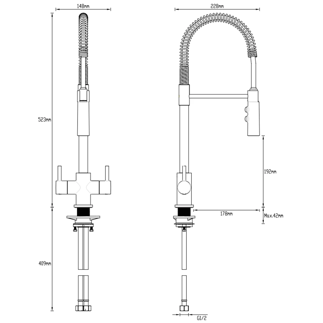 Crosswater Cucina Cook Dual Control Mono Kitchen Mixer With Flexi Spray - Chrome 5 Crosswater Cucina Cook Dual Control Mono Kitchen Mixer With Flexi Spray - Chrome - Image 5