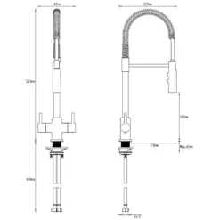 Crosswater Cucina Cook Dual Control Mono Kitchen Mixer With Flexi Spray - Brushed Brass 5 Crosswater Cucina Cook Dual Control Mono Kitchen Mixer With Flexi Spray - Brushed Brass -Vado Shop crosswater cucina cook dual lever mono kitchen tap tech