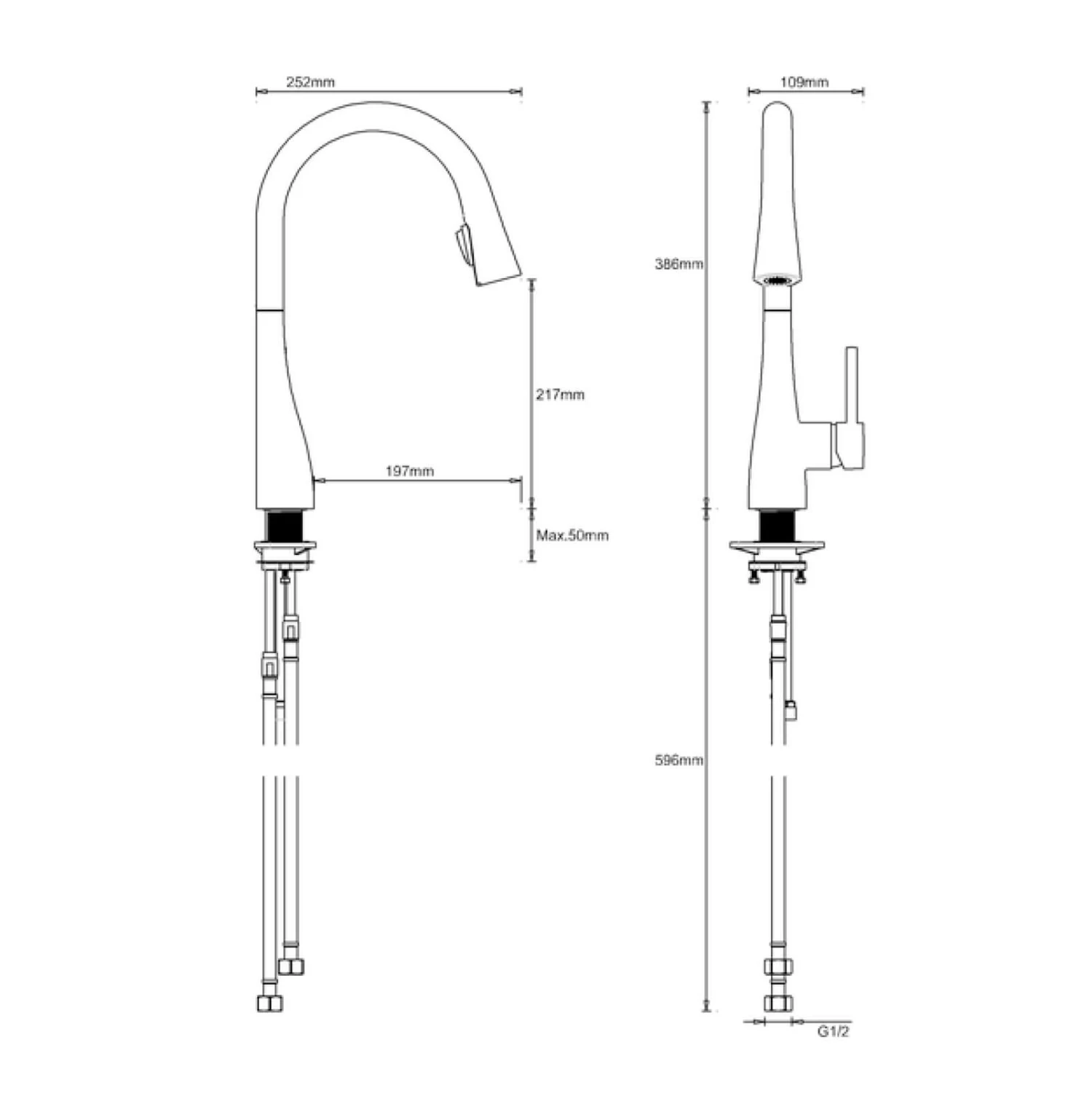 Crosswater Cucina Cook Mono Kitchen Mixer With Concealed Dual Function Pull Out Spray - Matt Black 3 Crosswater Cucina Cook Mono Kitchen Mixer With Concealed Dual Function Pull Out Spray - Matt Black - Image 3