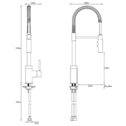 Crosswater Cucina Cook Side Lever Mono Kitchen Mixer With Flexi Spray - Chrome -Vado Shop crosswater cucina cook side lever mono itchen tap tech