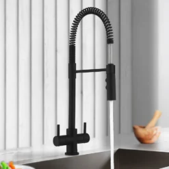 Crosswater Cucina Cook Dual Control Mono Kitchen Mixer With Flexi Spray - Matt Black