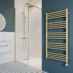 Crosswater MPRO Electric Brushed Brass Heated Towel Rail - 1380 X 480mm