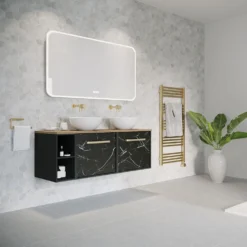 Crosswater MPRO Electric Brushed Brass Heated Towel Rail - 1380 X 480mm -Vado Shop crosswater mpro brushed brass towel rail lifestyle2