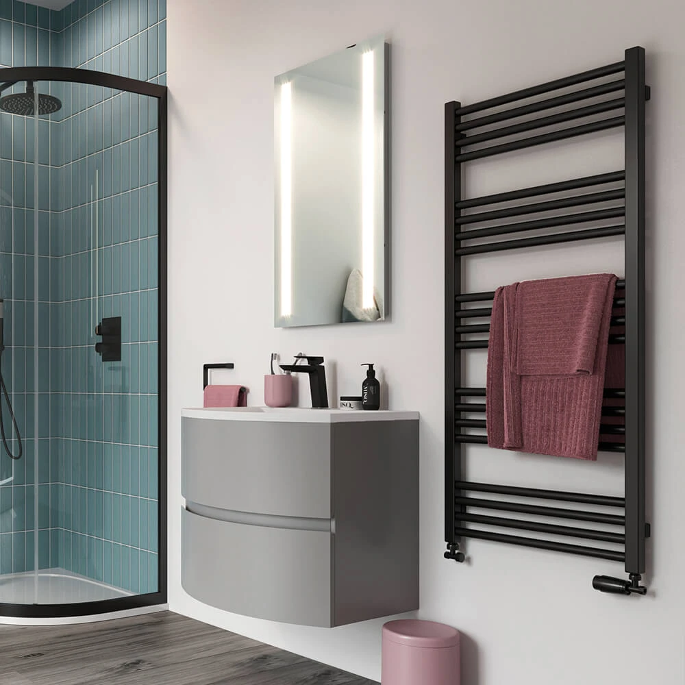 Crosswater MPRO Matt Black Heated Towel Rail - 1140 X 480mm 2 Crosswater MPRO Matt Black Heated Towel Rail - 1140 X 480mm - Image 2