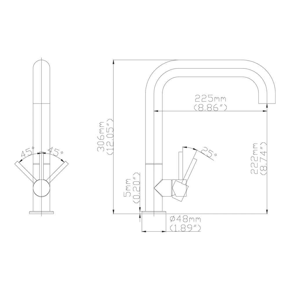 Crosswater Cucina Tube Single Lever Kitchen Mixer - Brushed Stainless Steel 4 Crosswater Cucina Tube Single Lever Kitchen Mixer - Brushed Stainless Steel - Image 4