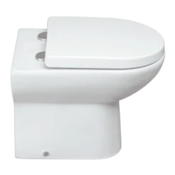 Vellamo Modern D-Shaped Back To Wall Toilet With Soft Close Seat 11 Vellamo Modern D-Shaped Back To Wall Toilet With Soft Close Seat -Vado Shop d shaped back to wall pan side