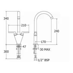 Deva Lever Twin Lever Monobloc Sink Mixer With Swivel Spout -Vado Shop deva lev104 tech
