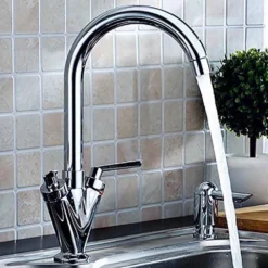 Deva Lever Twin Lever Monobloc Sink Mixer With Swivel Spout