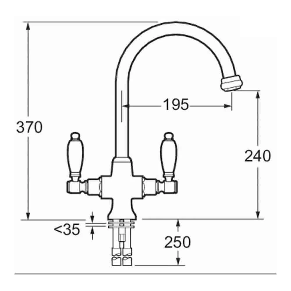 Deva Georgian Mono Sink Mixer - Gold 5 Deva Georgian Mono Sink Mixer - Gold - Image 5