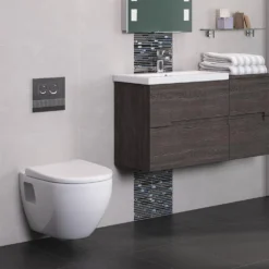 Dominica Wall Hung Toilet & Soft Close Seat -Vado Shop dominica wall hung toilet and seat lifestyle 2