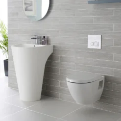 Dominica Wall Hung Toilet & Soft Close Seat -Vado Shop dominica wall hung toilet and seat lifestyle 3