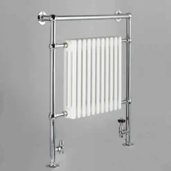 DQ Heating Lynford Floor Mounted Traditional Heated Towel Rail - 952 X 685mm - Polished Gold -Vado Shop dq heating lynford freestand towel warmer h952mm