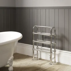 DQ Heating Hilborough Luxury Traditional Heated Towel Rail Radiator - Chrome - 1028 X 837mm