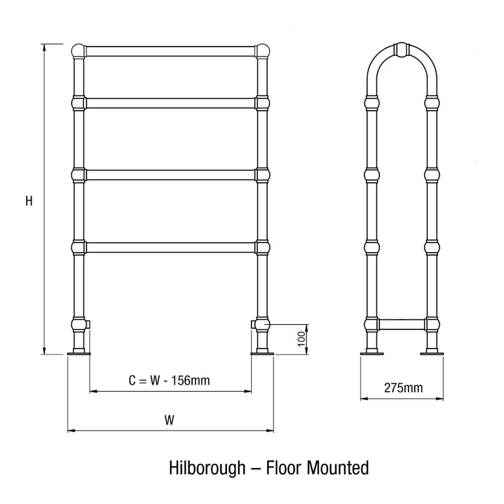 DQ Heating Hilborough Luxury Traditional Heated Towel Rail Radiator - Chrome - 1028 X 837mm 4 DQ Heating Hilborough Luxury Traditional Heated Towel Rail Radiator - Chrome - 1028 X 837mm - Image 4