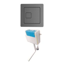 Drench Dual Flush Concealed Cistern With Square Dual Flush Button - Matt Black -Vado Shop drench concealed cistern and button gunmetal