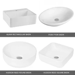 Emily 500mm Floorstanding Unit And Countertop - Gloss White - Square Hudson Reed Countertop Basin -Vado Shop drench emily 500mm countertop basins 2