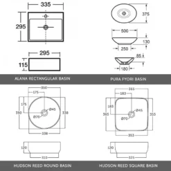 Emily 500mm Wall Mounted Natural Oak 2 Drawer Unit And Hudson Reed Round Countertop Basin 24 Emily 500mm Wall Mounted Natural Oak 2 Drawer Unit And Hudson Reed Round Countertop Basin -Vado Shop drench emily 500mm countertop basins tech drawings 1