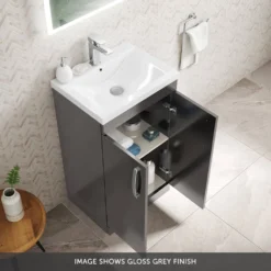 Emily 500mm Floorstanding Vanity Unit & Minimalist Basin - Gloss White 13 Emily 500mm Floorstanding Vanity Unit & Minimalist Basin - Gloss White -Vado Shop drench emily 500mm floor standing unit mid edged basin gloss grey banner