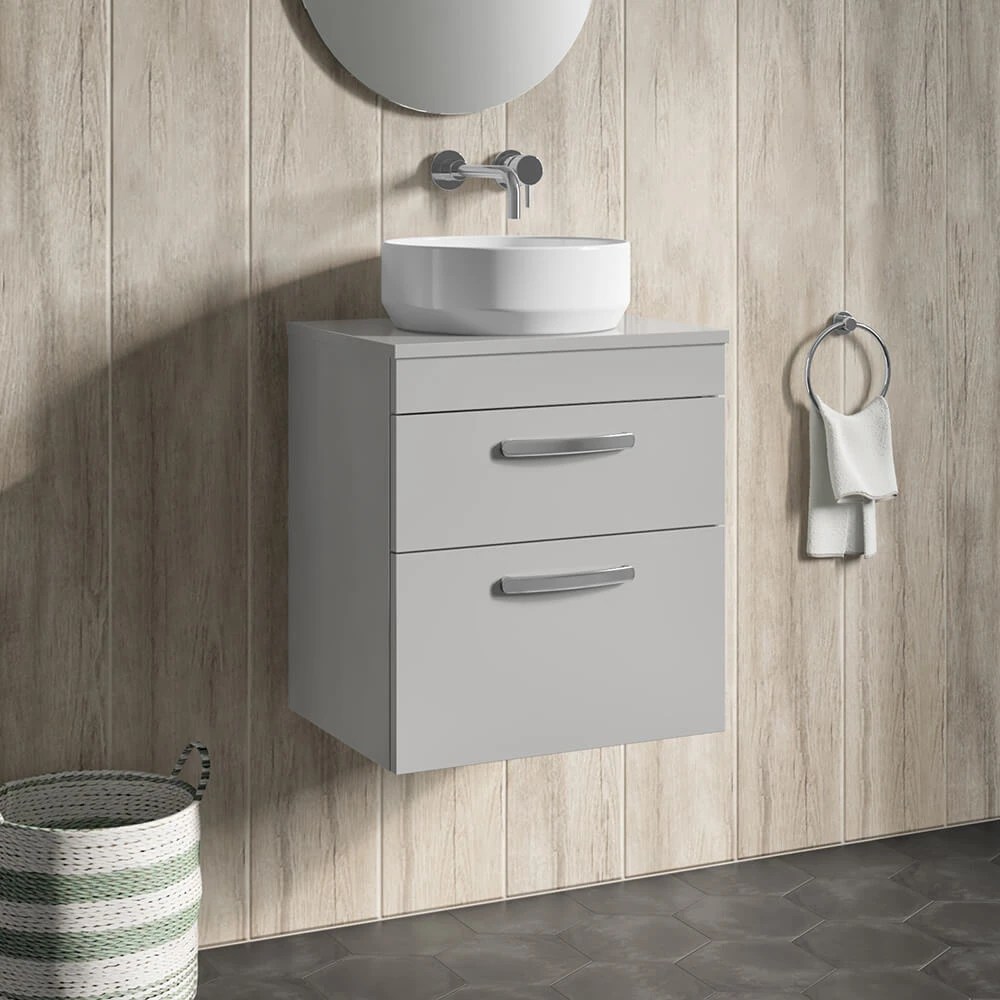 Emily 500mm Wall Mounted Natural Oak 2 Drawer Unit And Hudson Reed Round Countertop Basin 4 Emily 500mm Wall Mounted Natural Oak 2 Drawer Unit And Hudson Reed Round Countertop Basin - Image 4