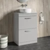 Emily 600mm Floorstanding 2 Drawer Unit In Natural Oak And Alana 460mm Countertop Basin